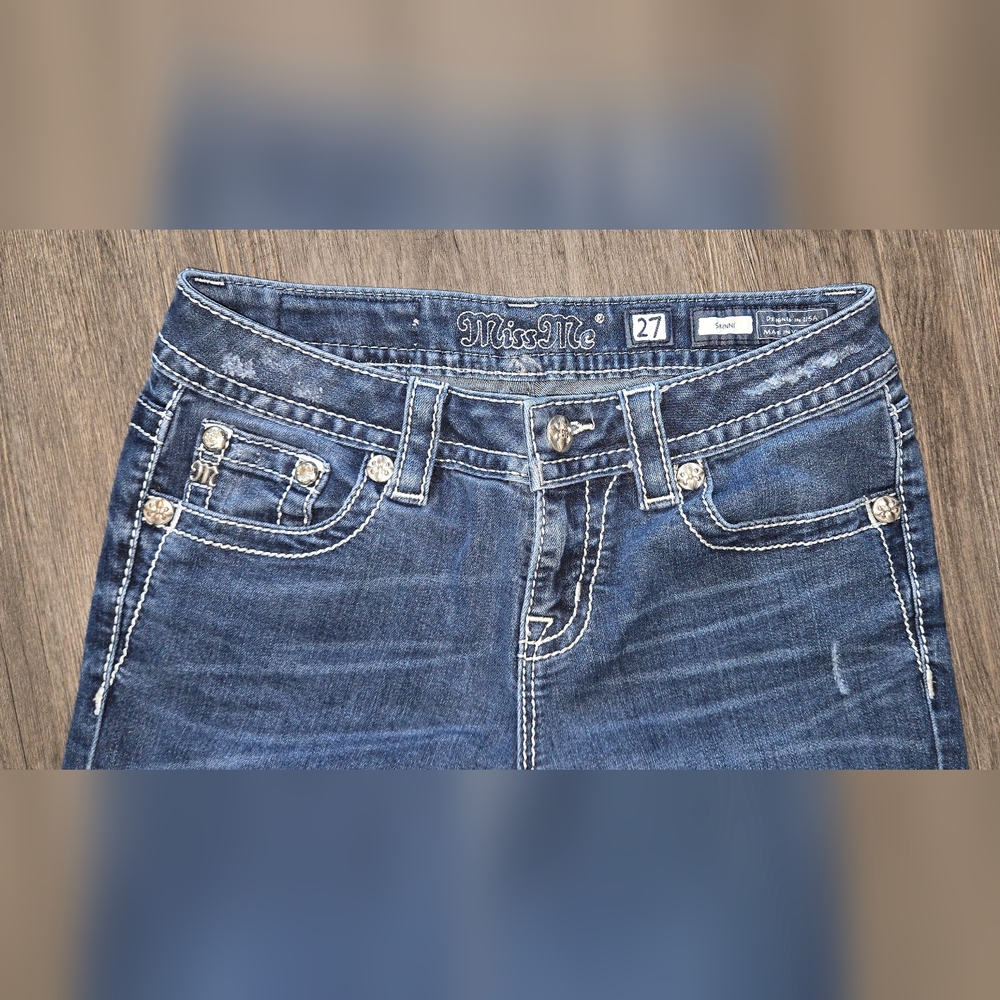 Miss Me Skinny Jeans Size 27 Feather Embellished Stretch Denim - Picture 8 of 13